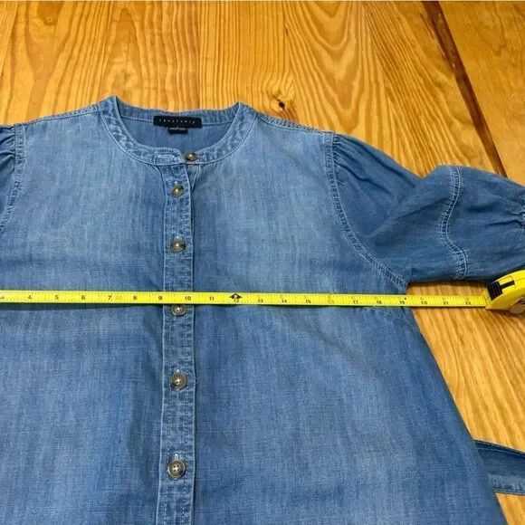 Sanctuary Denim Short Sleeve Sash Belt Blue Jean Mini Dress Women’s SMALL - Picture 7 of 9